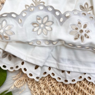 Vestido Flores em Lese - Off White